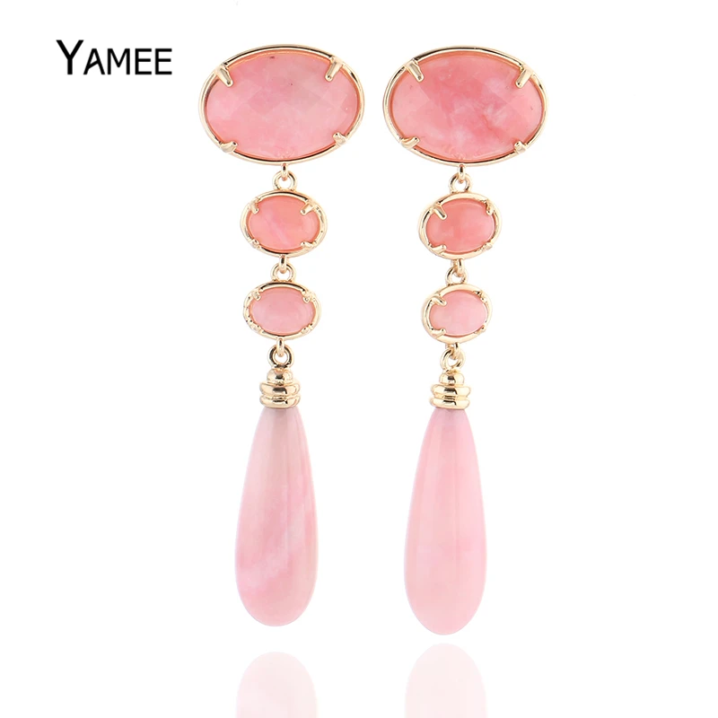Gold/Silver Color Rhodochrosite Lapis Lazuli Natural Stone Earrings Elegant Genuine Gem Stone Long Drop Earrings For Women 2019
Gold/Silver Color Rhodochrosite Lapis Lazuli Natural Stone Earrings Elegant Genuine Gem Stone Long Drop Earrings For Women 2019