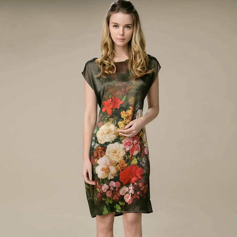 100% Silk Straight Dress New Designal Natural Silk Women Dress Summer Style Desigual Satin Dress Flower Printed Pattern
100% Silk Straight Dress New Designal Natural Silk Women Dress Summer Style Desigual Satin Dress Flower Printed Pattern