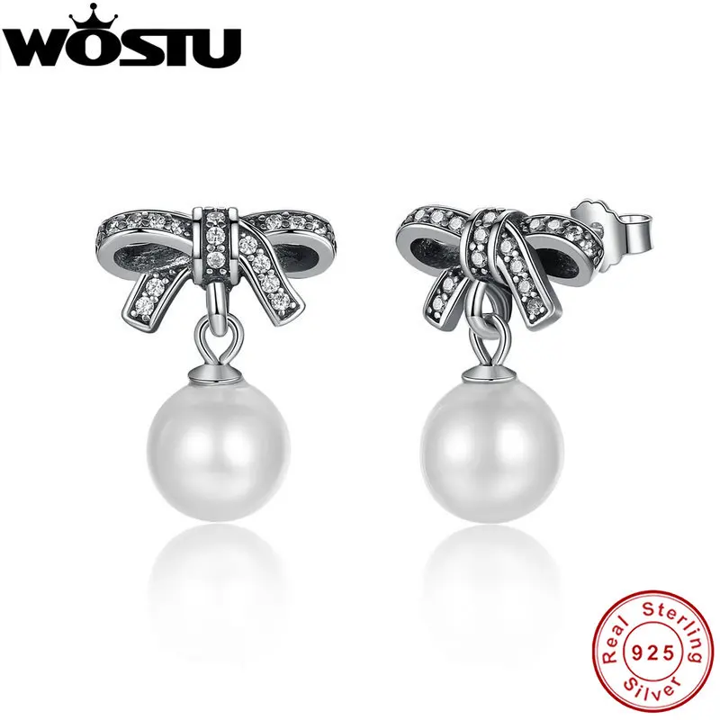High Quality 100% 925 Sterling Silver Graceful Bow Knot & White Pearl Drop Earrings For Women Luxury Authentic Original Jewelry
High Quality 100% 925 Sterling Silver Graceful Bow Knot & White Pearl Drop Earrings For Women Luxury Authentic Original Jewelry
