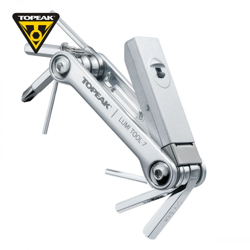 TOPEAK mini folding portable bicycle repair tool combination high strength 7 function with LED lamp TT2549 six angle wrench
TOPEAK mini folding portable bicycle repair tool combination high strength 7 function with LED lamp TT2549 six angle wrench