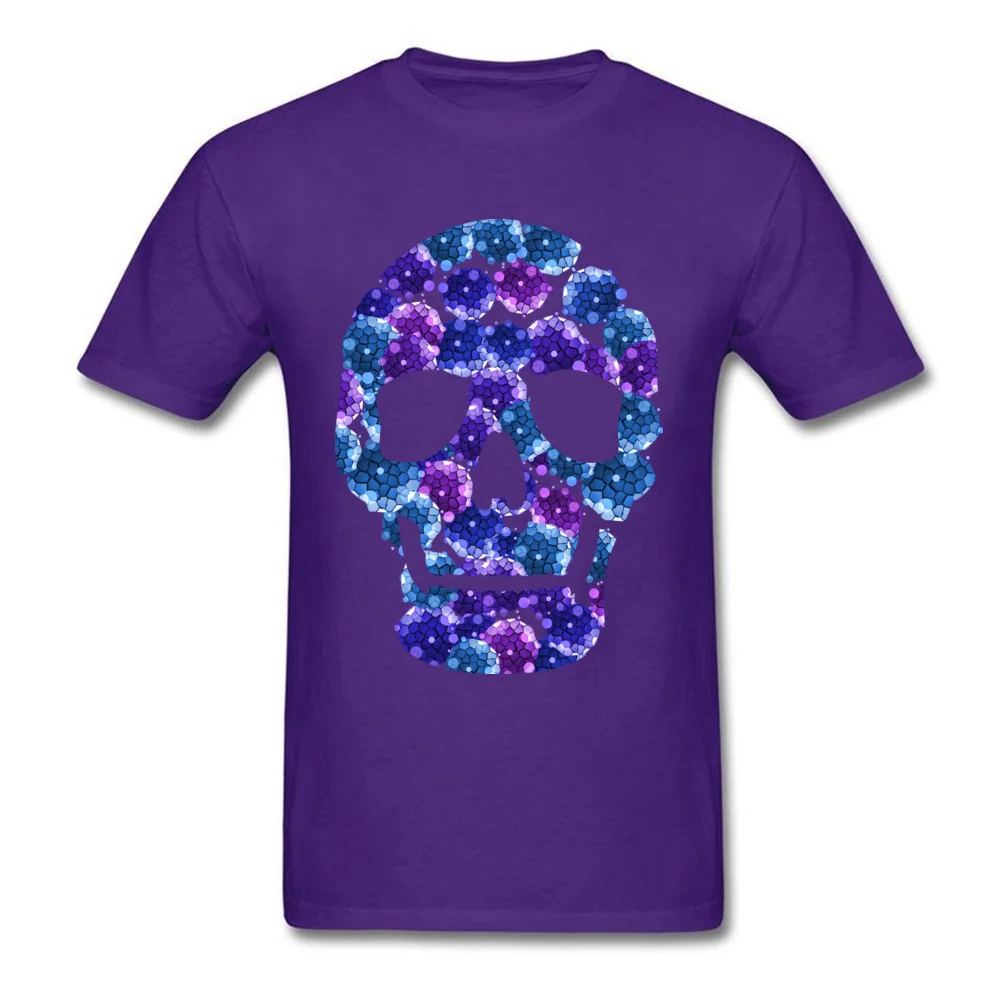 Bacteria Skull Men Classic Design Tops & Tees O Neck VALENTINE DAY Cotton Fabric Tshirts Summer Short Sleeve Tops & Tees Bacteria Skull purple