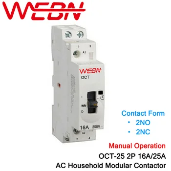OCT-25 Series 2P 16A/25A Manual Operation AC Household Modular Contactor 220V/230V 50/60Hz Contact 2NO/2NC Din Rail Contactor
OCT-25 Series 2P 16A/25A Manual Operation AC Household Modular Contactor 220V/230V 50/60Hz Contact 2NO/2NC Din Rail Contactor