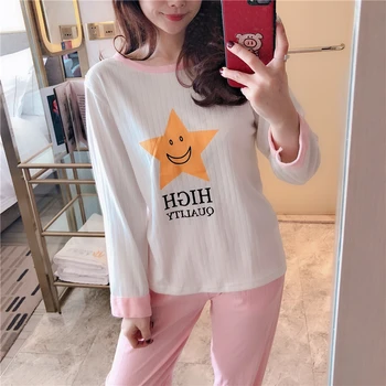 High Quality Soft Cotton Pyjamas Women Pajamas Sets 2019 Spring Long Sleeve Home Wear Female Cartoon Sleepwear Suit
High Quality Soft Cotton Pyjamas Women Pajamas Sets 2019 Spring Long Sleeve Home Wear Female Cartoon Sleepwear Suit