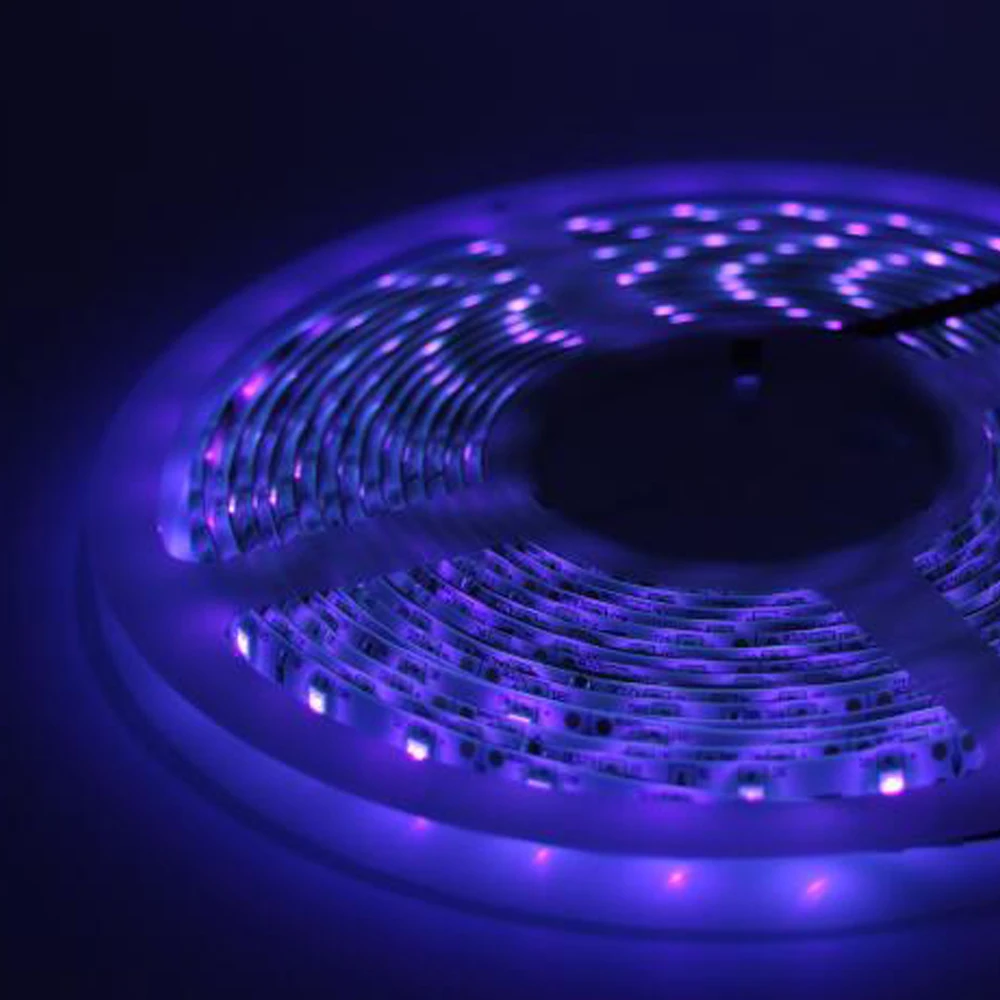 12 В UV led strip 3528 SMD 60led/m УФ 395-405nm Ультрафиолетового водонепроницаемый Фиолетовый