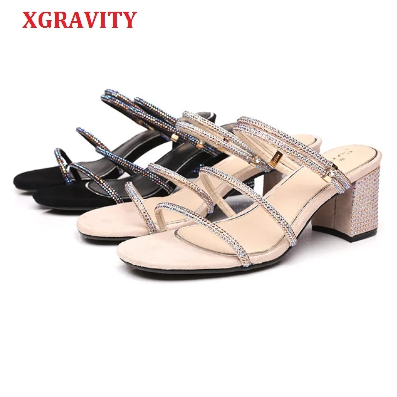 XGRAVITY 2020 High Chunky Heel Pumps Colorful Rhinestone Design Women Sexy Evening Open Toe Ladies Sandals Crystal Slippers A085
XGRAVITY 2020 High Chunky Heel Pumps Colorful Rhinestone Design Women Sexy Evening Open Toe Ladies Sandals Crystal Slippers A085