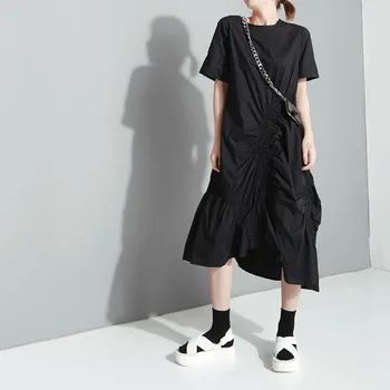 2019 Summer Women Irregular Casual Dress Short O-Neck Pleated Dress Beach Party Loose Dress 
2019 Summer Women Irregular Casual Dress Short O-Neck Pleated Dress Beach Party Loose Dress