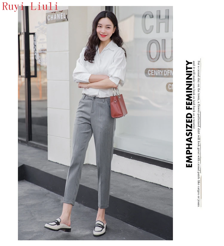 beauty Trousers grey nine points pipe pants female occupation female straight leg nine points trousers
beauty Trousers grey nine points pipe pants female occupation female straight leg nine points trousers
