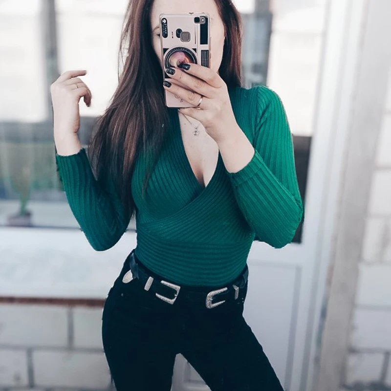 BGTEEVER 15 Colors Sexy V-neck Elastic Knitted Women Sweater Autumn Full Sleeve Skinny Knitted Pullovers femme 2018 Soft Jumper
BGTEEVER 15 Colors Sexy V-neck Elastic Knitted Women Sweater Autumn Full Sleeve Skinny Knitted Pullovers femme 2018 Soft Jumper