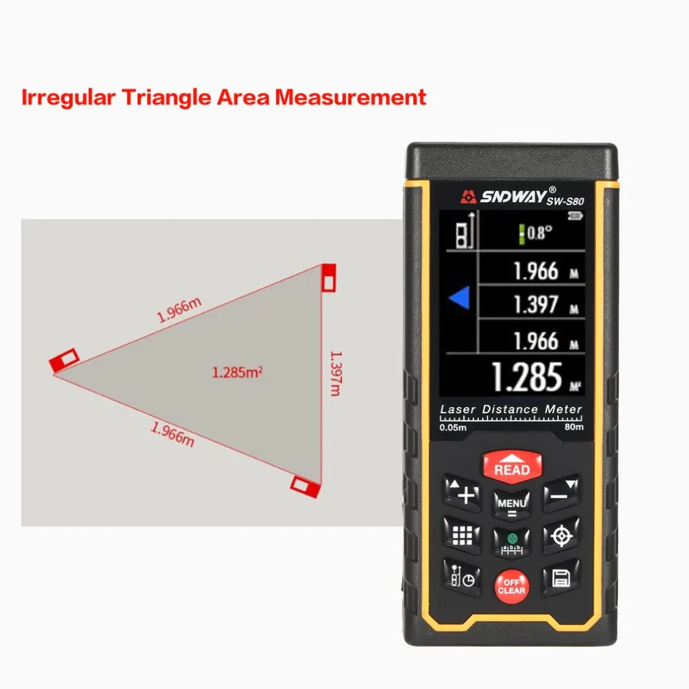 SNDWAY 80M 120M Rangefinder Laser Distance Meter Range Finder Trena Tape Measure Tool Lcd Camera SW-S80 SW-S120
SNDWAY 80M 120M Rangefinder Laser Distance Meter Range Finder Trena Tape Measure Tool Lcd Camera SW-S80 SW-S120