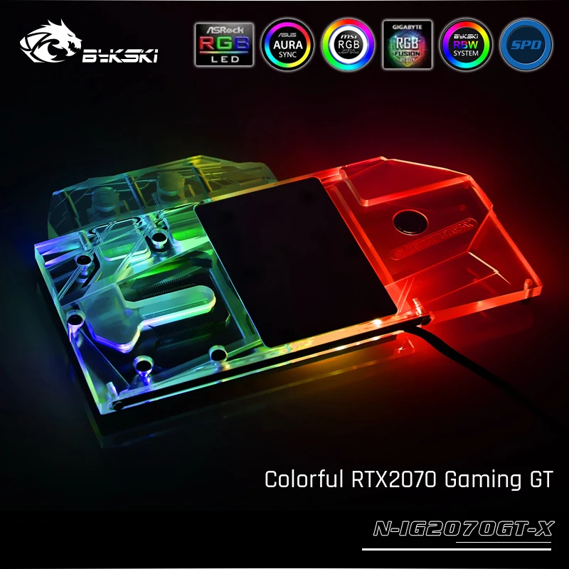 Bykski N-IG2070GT-X, Full Cover Graphics Card Water Cooling Block, For Colorful RTX2070 Gaming GT
Bykski N-IG2070GT-X, Full Cover Graphics Card Water Cooling Block, For Colorful RTX2070 Gaming GT