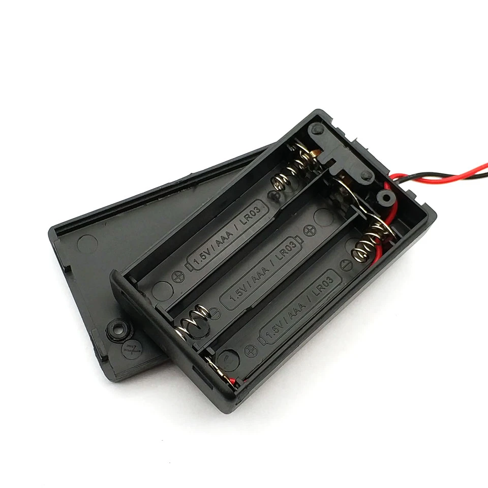 3 x AAA Battery Storage Cover Box Plastic Case Holder with ON/OFF Switch & Wire Leads for 3 pcs AAA Batteries Black Whol
3 x AAA Battery Storage Cover Box Plastic Case Holder with ON/OFF Switch & Wire Leads for 3 pcs AAA Batteries Black Whol