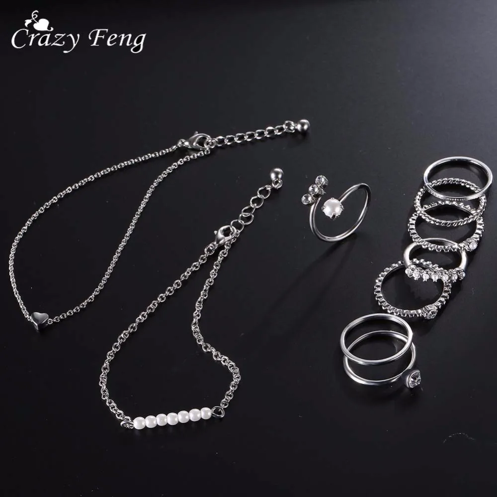 Crazy Feng 10PCS Simulated Pearl Bead Bracelet Geometric Ring Boho Antique Indian Jewelry Sets For Woman Gold Color Accessories
Crazy Feng 10PCS Simulated Pearl Bead Bracelet Geometric Ring Boho Antique Indian Jewelry Sets For Woman Gold Color Accessories