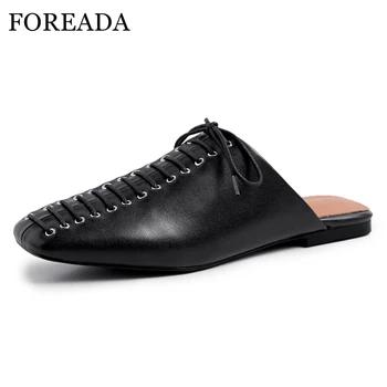 FOREADA Flats Women Mules Shoes Natural Genuine Leather Bow Flat Casual Shoes Real Leather Square Toe Shoes Female Spring 34-39
FOREADA Flats Women Mules Shoes Natural Genuine Leather Bow Flat Casual Shoes Real Leather Square Toe Shoes Female Spring 34-39