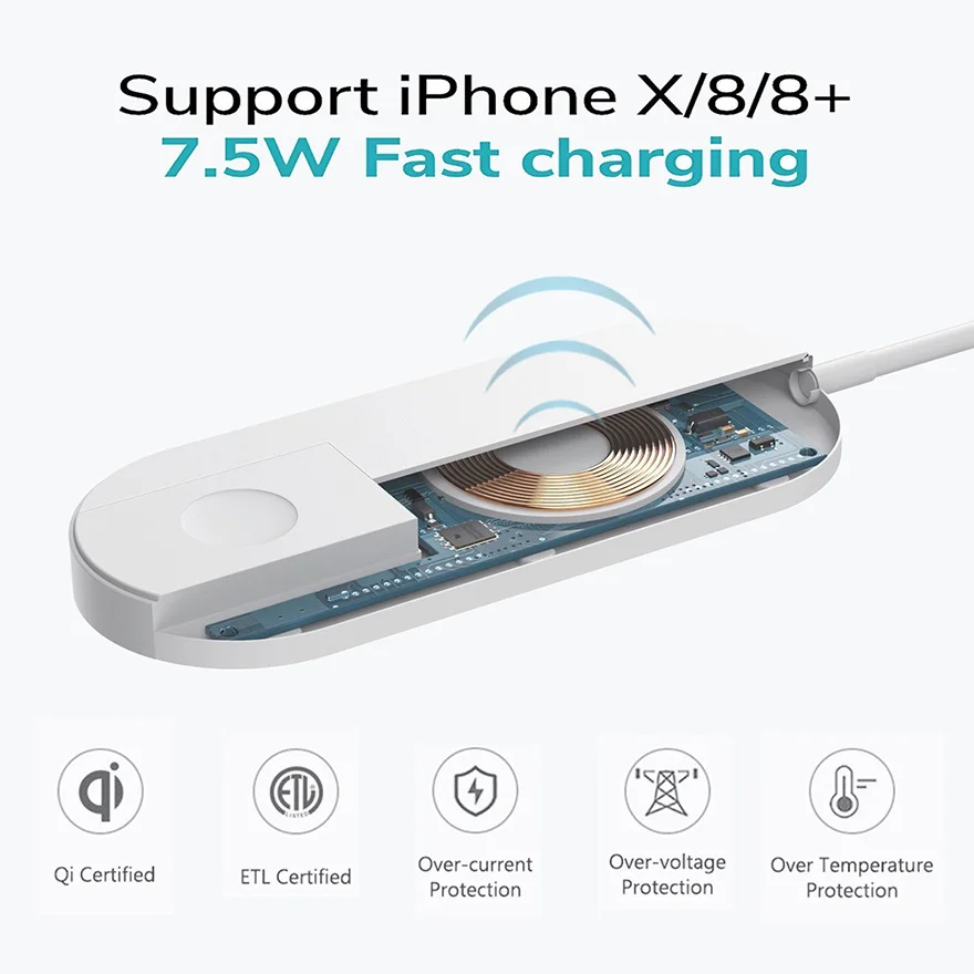Qi Wireless Fast Charger for Apple Watch 1 2 3 iWatch For iPhone XS MAX XR 8 Plus for Apple Smart Watch Charging Cable Pad Phone
Qi Wireless Fast Charger for Apple Watch 1 2 3 iWatch For iPhone XS MAX XR 8 Plus for Apple Smart Watch Charging Cable Pad Phone