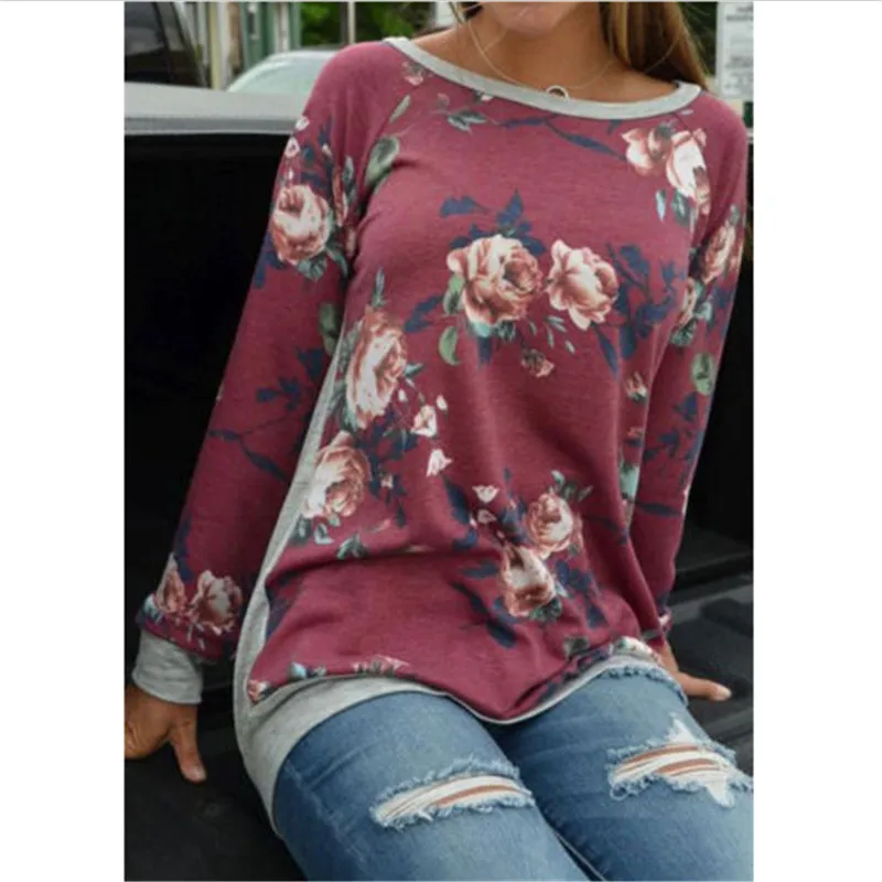 2017 Casual Women Loose Long Sleeve Tshirt Fashion O-neck T Shirt Floral Print Tops
2017 Casual Women Loose Long Sleeve Tshirt Fashion O-neck T Shirt Floral Print Tops