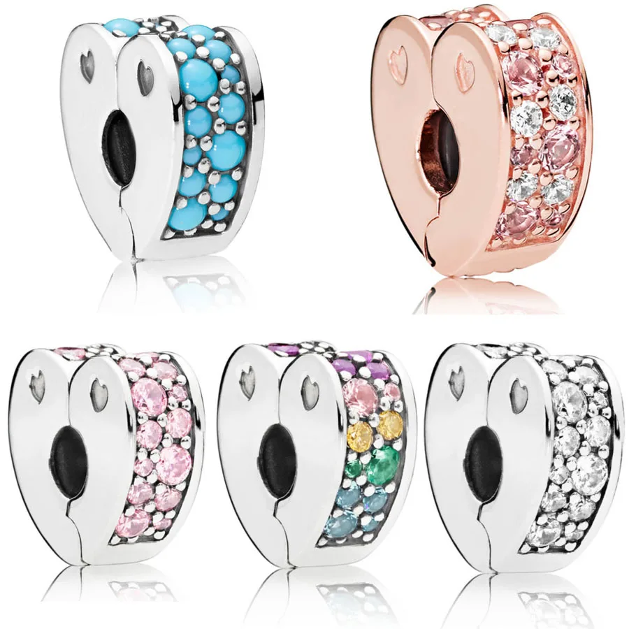 925 Sterling Silver 5 colors Rainbow Cyan Blue White Pink Arcs of Love Clip Charm Fit pandora Bracelets Bangle Charm DIY Jewelry
925 Sterling Silver 5 colors Rainbow Cyan Blue White Pink Arcs of Love Clip Charm Fit pandora Bracelets Bangle Charm DIY Jewelry