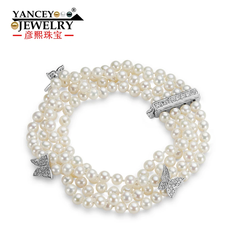 YANCEY New natural 4-5mm white shaped bright light freshwater pearl bracelet, with 4 rows S925 Silver Tie-in Butterfly bracelet
YANCEY New natural 4-5mm white shaped bright light freshwater pearl bracelet, with 4 rows S925 Silver Tie-in Butterfly bracelet