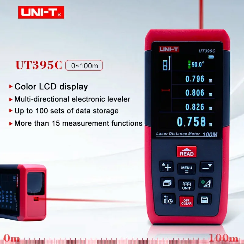 Digital Laser Range finder Professional Laser Distance Meters UNI-T UT395C 100M USB self-calibration Measure Area/volume Tool
Digital Laser Range finder Professional Laser Distance Meters UNI-T UT395C 100M USB self-calibration Measure Area/volume Tool