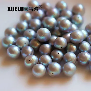 

XUELUO 10pcs/pack 12-14mm Grey Large Round Natural Genuine Cultured Freshwater Big Hole Loose Pearl Beads, DIY freshwater pearls