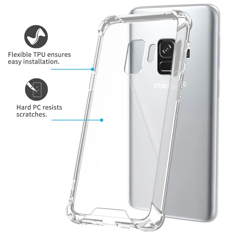 Crystal Clear TPU Bumper Cushion Cover with Reinforced Corners Anti-scratch Transparent Back for Samsung Galaxy S9 S9 Plus
Crystal Clear TPU Bumper Cushion Cover with Reinforced Corners Anti-scratch Transparent Back for Samsung Galaxy S9 S9 Plus