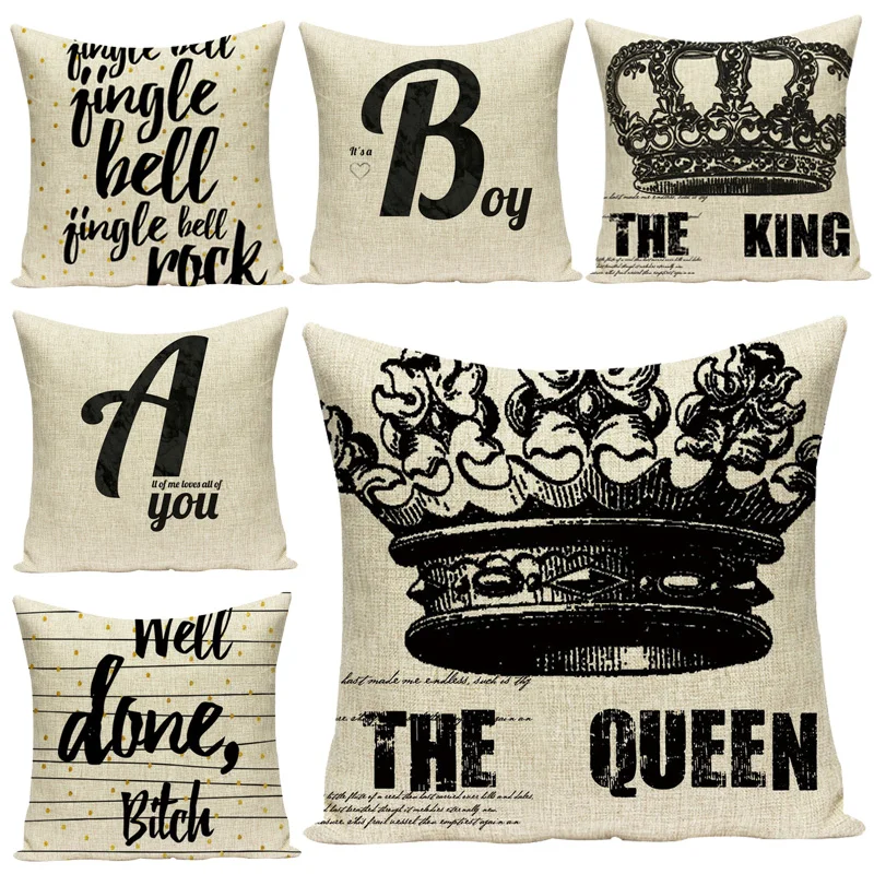Fashionable Nordic style cotton and linen crown pillow case high quality 45Cmx45Cm square car sofa 1 side printed cushion cover
Fashionable Nordic style cotton and linen crown pillow case high quality 45Cmx45Cm square car sofa 1 side printed cushion cover