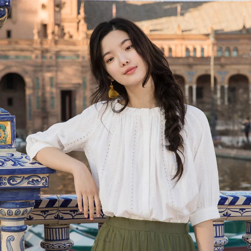 INMAN 2019 Summer Half Sleeve Blouse White Shirt Round Collar Crepe Embroidered Cotton Fabric Blouse
INMAN 2019 Summer Half Sleeve Blouse White Shirt Round Collar Crepe Embroidered Cotton Fabric Blouse