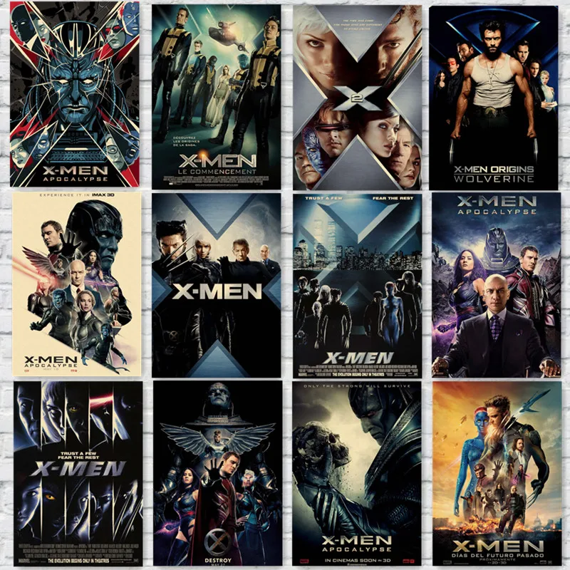 X Men наклейки на стену Ретро стиль кино постеры для украшения дома крафт бумага