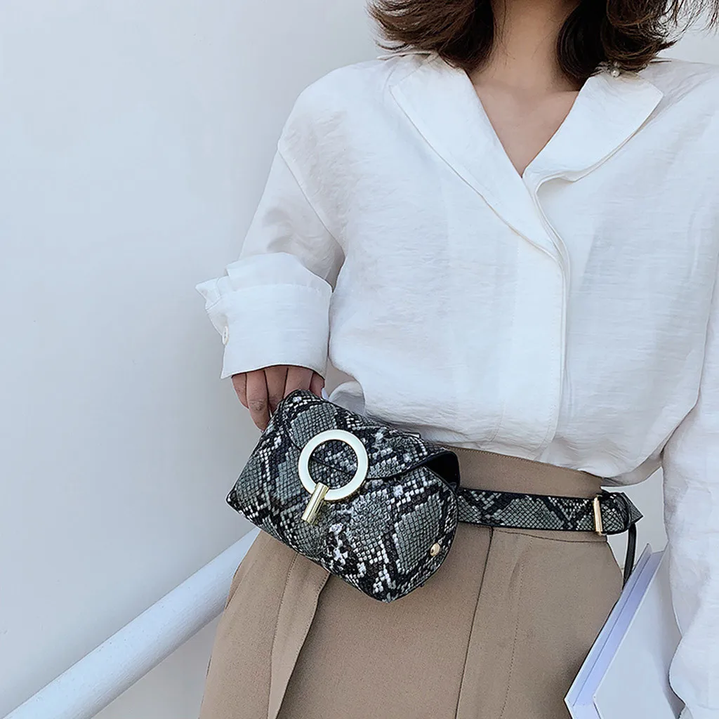 Fashion Snake Print Belt Bag Women Serpentine PU Leather Waist Bags Female Fanny Pack Chest Bag Rinonera Mujer#H15
Fashion Snake Print Belt Bag Women Serpentine PU Leather Waist Bags Female Fanny Pack Chest Bag Rinonera Mujer#H15