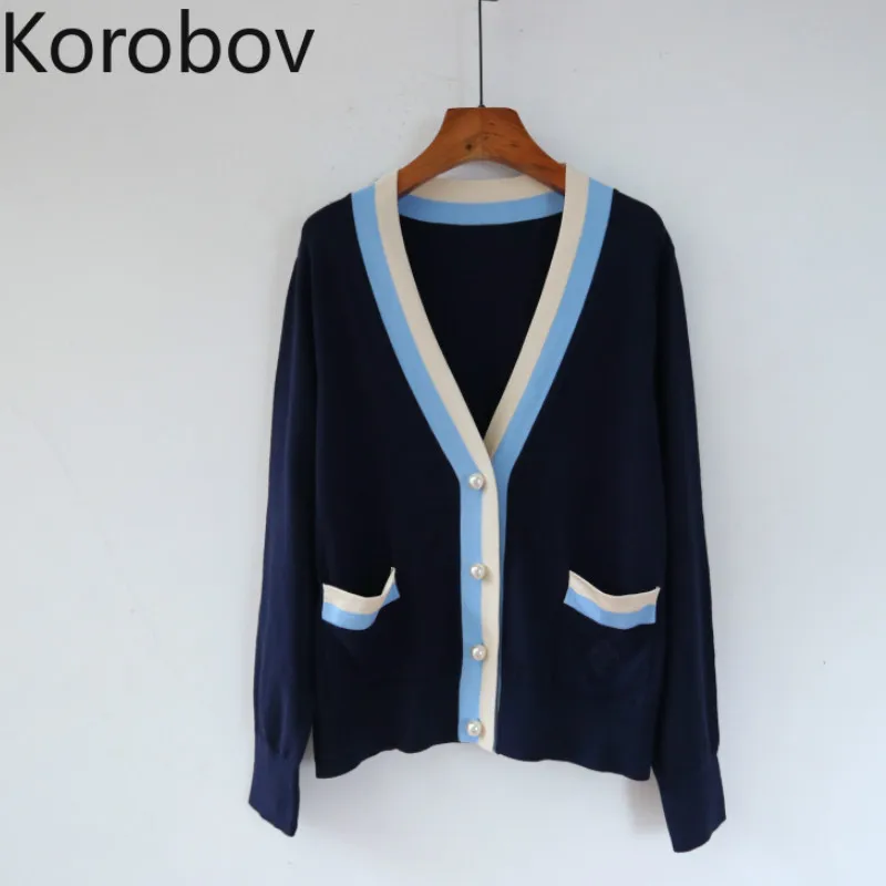 Korobov Hit Color Patchwork Cardigan Women Sweater Coat Autumn Winter Pearl Shrug Pockets Cardigan Knit Top Runway 78553
Korobov Hit Color Patchwork Cardigan Women Sweater Coat Autumn Winter Pearl Shrug Pockets Cardigan Knit Top Runway 78553