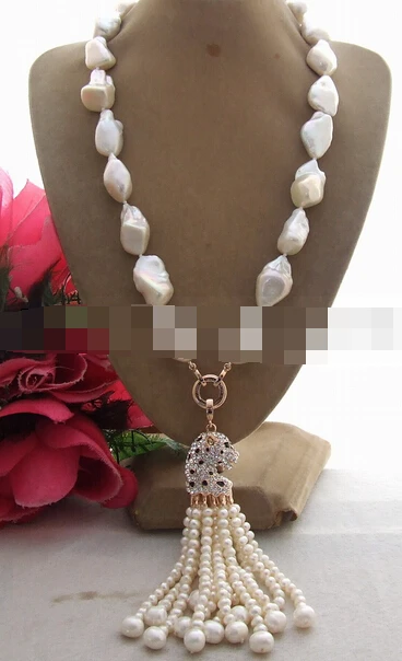xiuli 002816 Natural Keshi Pearl&Rhinestone Pendant Necklace 
xiuli 002816 Natural Keshi Pearl&Rhinestone Pendant Necklace