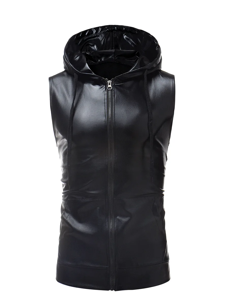 Men Fashion Shiny Reflective Vest Male Loose Drawstring Black Sleeveless Bright Jacket Boys Hooded Vest Big Size Dance Costume
Men Fashion Shiny Reflective Vest Male Loose Drawstring Black Sleeveless Bright Jacket Boys Hooded Vest Big Size Dance Costume