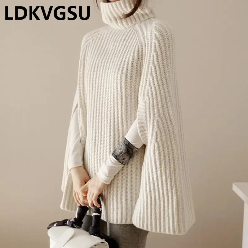 Turtleneck Pullover Poncho Pull Femme 2018 Autumn Winter Half Sleeve Sweater Fashion Loose Solid Knitted Cloak Coat Is1437
Turtleneck Pullover Poncho Pull Femme 2018 Autumn Winter Half Sleeve Sweater Fashion Loose Solid Knitted Cloak Coat Is1437