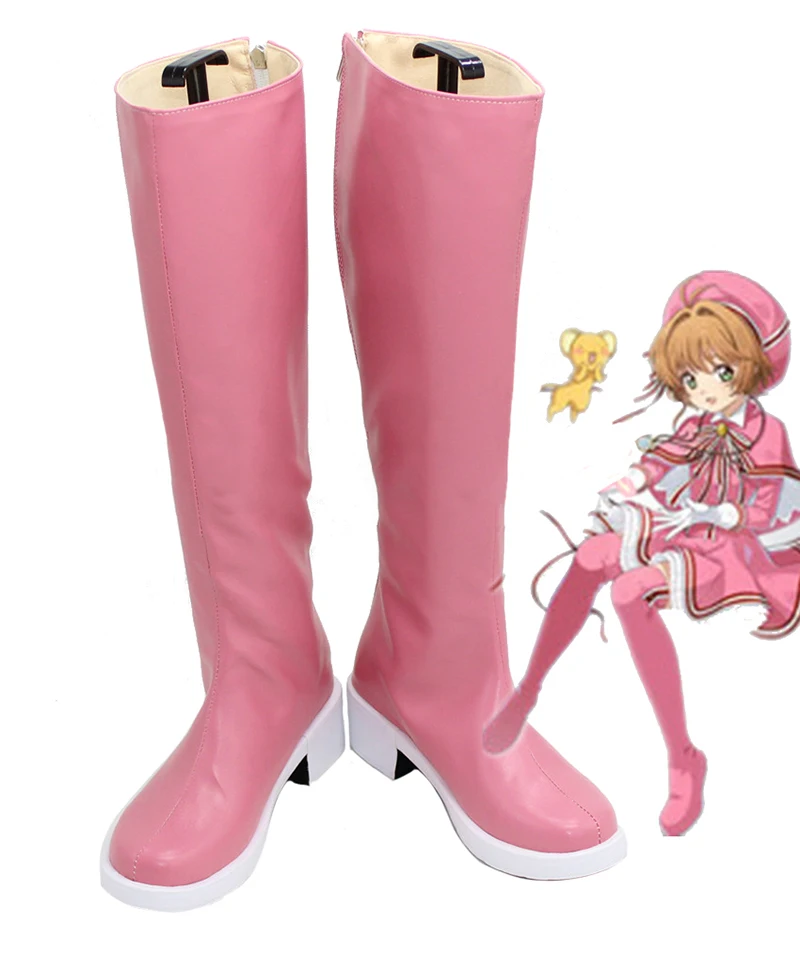 New Cardcaptor Sakura Clear Card Cosplay Shoes Knee Length PU Leather Cosplay Boots Pink High Heels Zipper Type Size
New Cardcaptor Sakura Clear Card Cosplay Shoes Knee Length PU Leather Cosplay Boots Pink High Heels Zipper Type Size