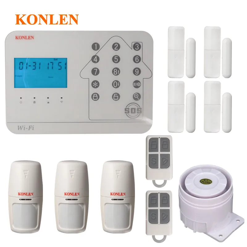 KONLEN WIFI Home Security GSM PSTN Alarm System Kits Wireless PIR Door Sensor Remote Control Wired siren Support Add Camera
KONLEN WIFI Home Security GSM PSTN Alarm System Kits Wireless PIR Door Sensor Remote Control Wired siren Support Add Camera