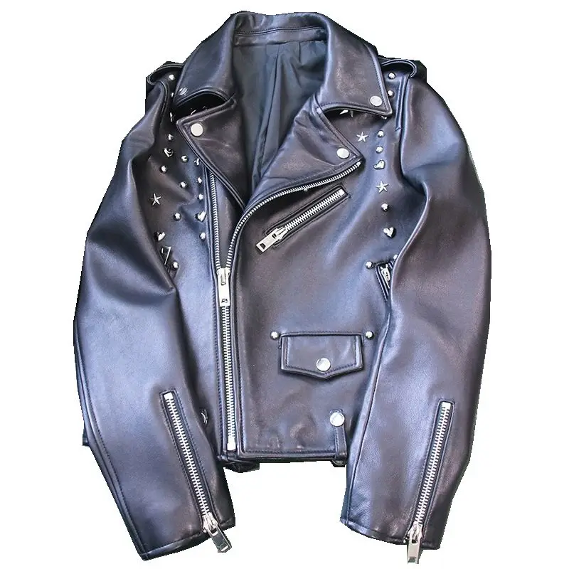 Luxury Genuine Sheepskin Leather Suede Moto Biker Coat Jacket Spring Autumn Rivet Women Slim Outerwear Coats Garment LF5082
Luxury Genuine Sheepskin Leather Suede Moto Biker Coat Jacket Spring Autumn Rivet Women Slim Outerwear Coats Garment LF5082