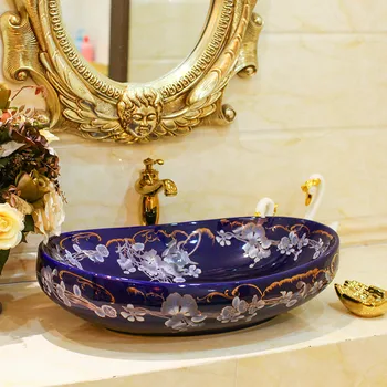 Europe style luxury bathroom vanities chinese Jingdezhen Art Counter Top ceramic oval wash basin ceramic blue
Europe style luxury bathroom vanities chinese Jingdezhen Art Counter Top ceramic oval wash basin ceramic blue