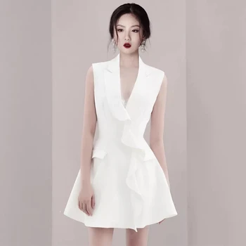 2019 Mini Dress Sexy Celebrity Ruffles V Neck Pocket A-Line Women Sleeveless Bandage Night Club Body con Party Dresses Wholesale
2019 Mini Dress Sexy Celebrity Ruffles V Neck Pocket A-Line Women Sleeveless Bandage Night Club Body con Party Dresses Wholesale