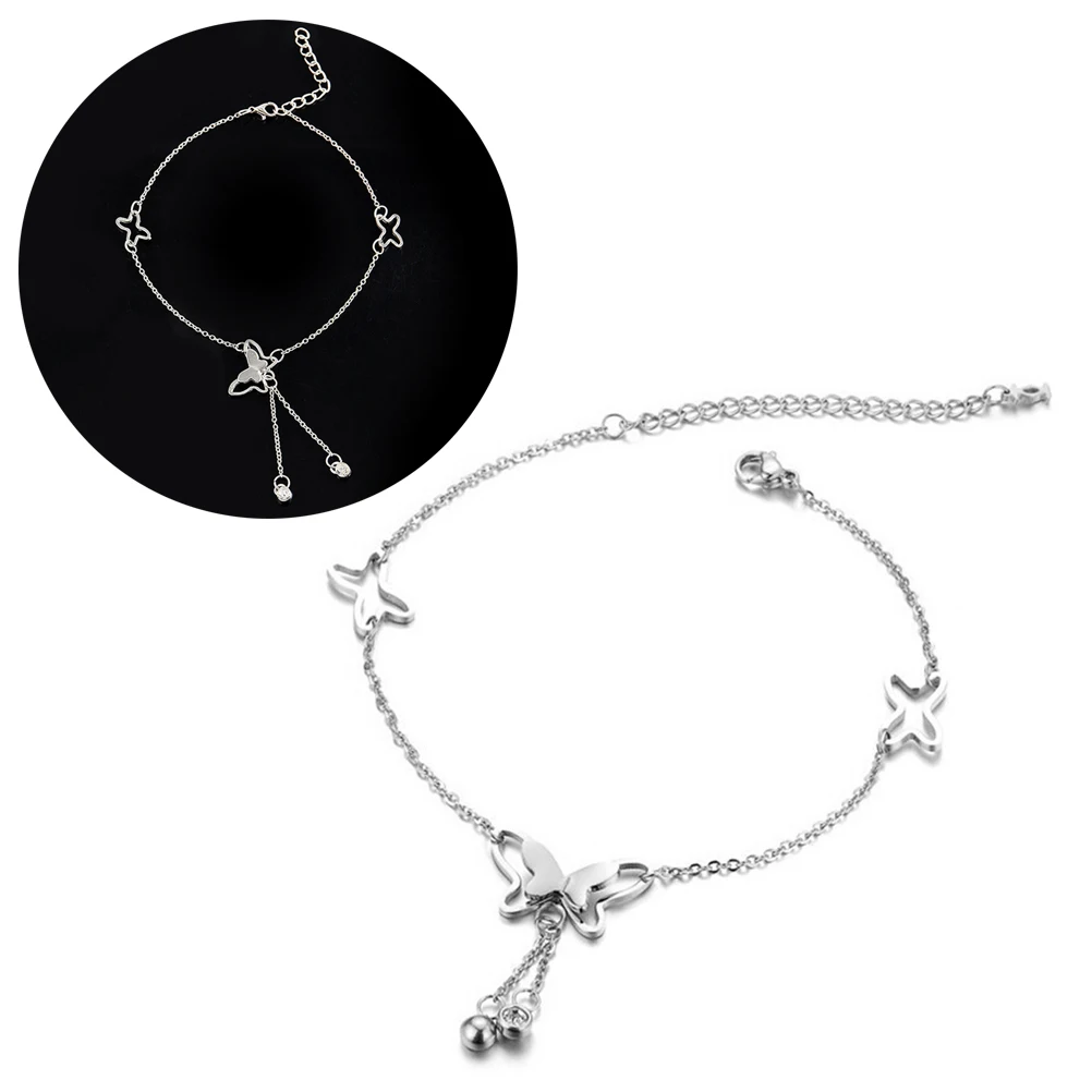 Graceful Hollow-out Butterfly Pendant Tassel Rhinestone Ankle Bracelet Titanium Steel Anklet Beach Foot Chain For Women Girls
Graceful Hollow-out Butterfly Pendant Tassel Rhinestone Ankle Bracelet Titanium Steel Anklet Beach Foot Chain For Women Girls