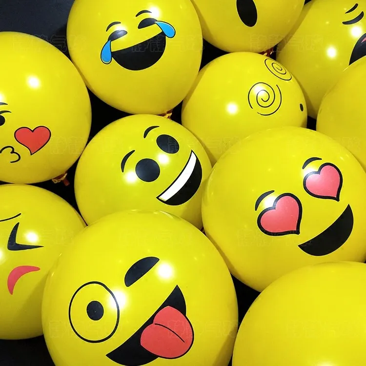 

30pcs/lot 12inch Emoji Smiley Face Expression Yellow Latex Balloons Party Wedding decoration orbs Cartoon Inflatable air Balls