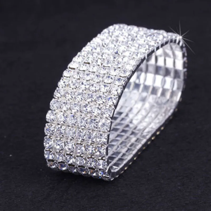 Bridal Wedding Bracelet Silver Plated 6 Rows Stretch Bangle Bracelet for Women High Quality Bridesmaid Bride Wedding Jewelry
Bridal Wedding Bracelet Silver Plated 6 Rows Stretch Bangle Bracelet for Women High Quality Bridesmaid Bride Wedding Jewelry