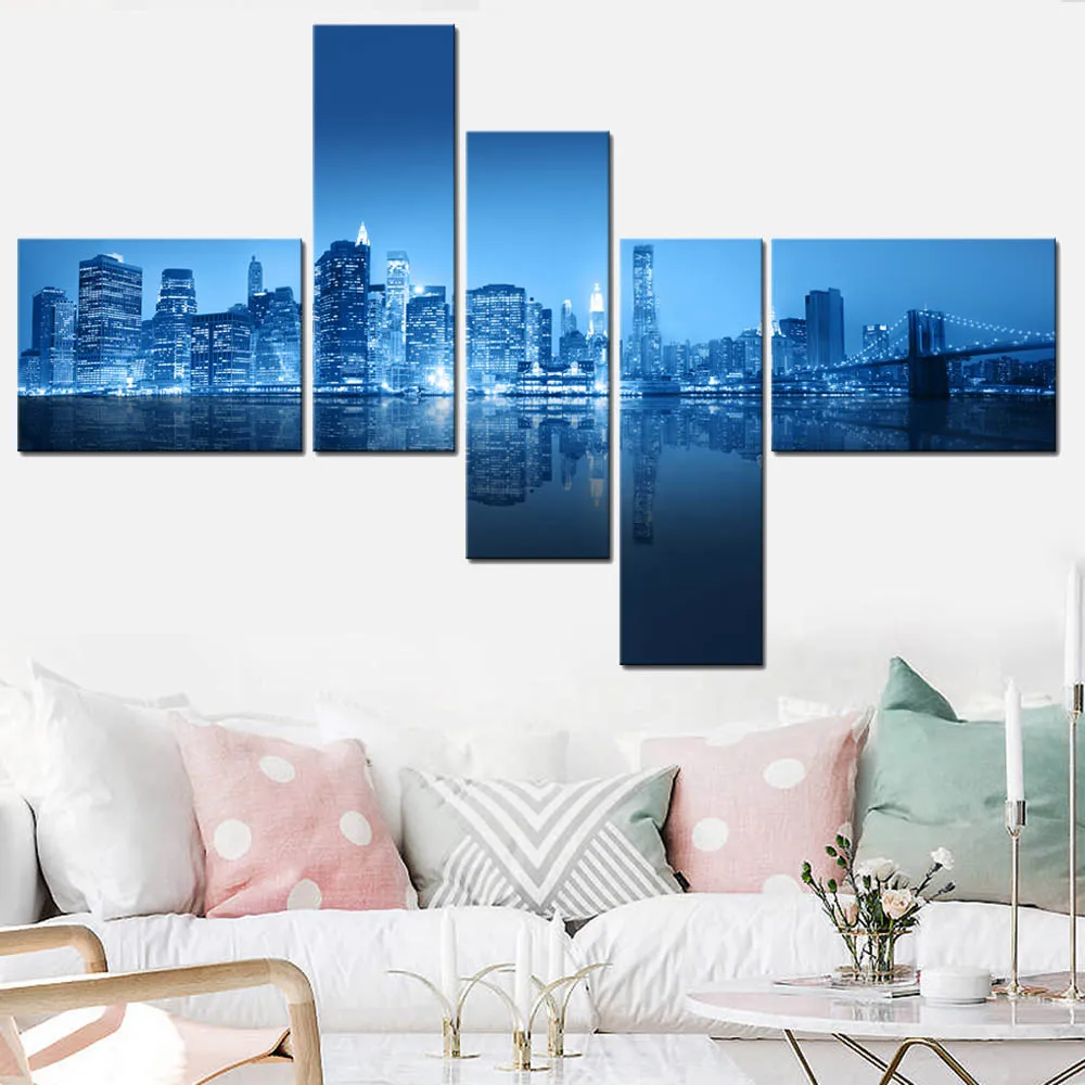 city night view canvas art painting (1)