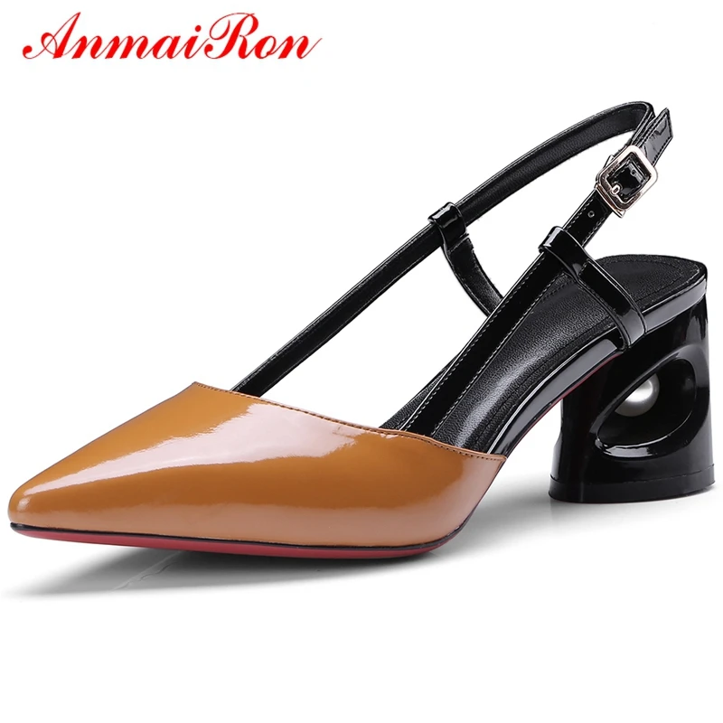 ANMAIRON Mary Janes Genuine Leather Womens Shoes Heels Strange Style Pointed Toe Pumps Women Shoes Size 34-39 LY609
ANMAIRON Mary Janes Genuine Leather Womens Shoes Heels Strange Style Pointed Toe Pumps Women Shoes Size 34-39 LY609