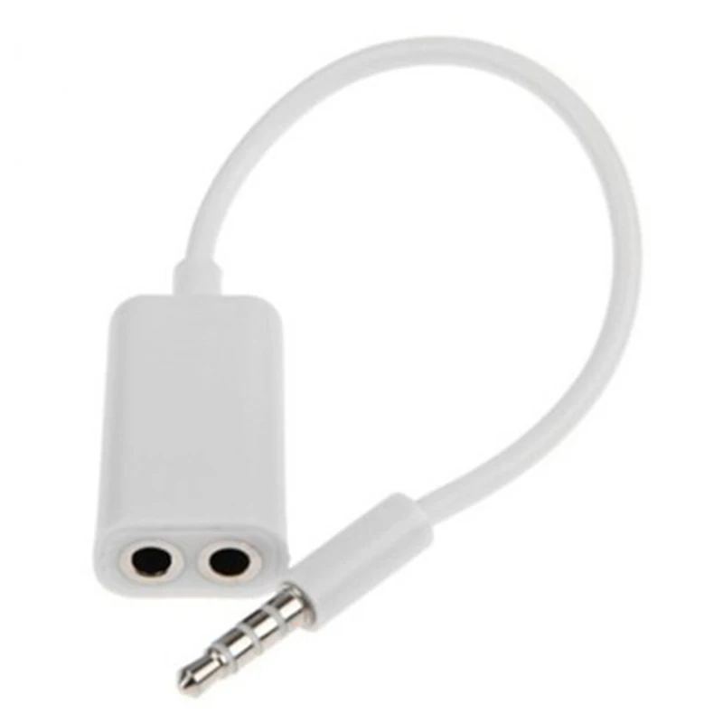 3.5mm Audio Adapter U Shape Stereo Splitter Plug Headphone Splitter Earphone Cable Adapter One to Two Headset Adapter for Mobile Phone PC MIC White