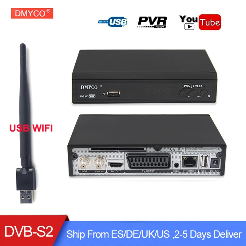 Original DVB-S2 Satellite TV Receiver HD Spain Receptor Support PowerVu Biss Key clines Newcamd Youtube Youporn TV Box +USB Wifi
Original DVB-S2 Satellite TV Receiver HD Spain Receptor Support PowerVu Biss Key clines Newcamd Youtube Youporn TV Box +USB Wifi