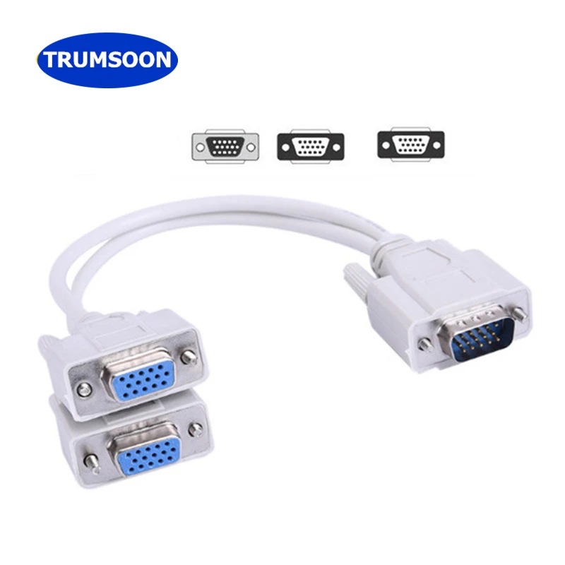 Trumsoon 15pin VGA 1 Male to 2 Female VGA Adapter Extension 1 PC to 2 Monitor Dual Video Converter Cable Y Splitter
Trumsoon 15pin VGA 1 Male to 2 Female VGA Adapter Extension 1 PC to 2 Monitor Dual Video Converter Cable Y Splitter