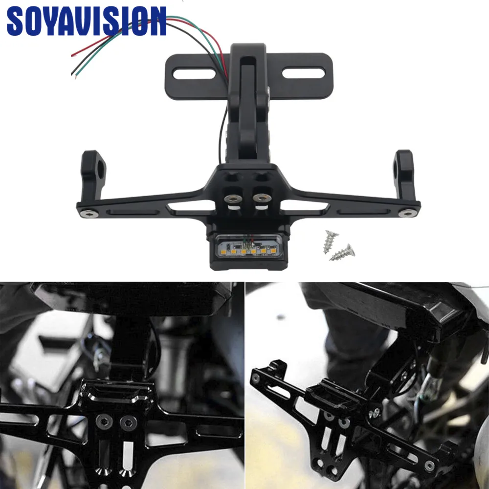 Universal Motorcycle Rear License Plate Mount Holder Bracket and Light For Honda For Kawasaki Z750 R3 Z800 R6 MT07 MT09 MT10
Universal Motorcycle Rear License Plate Mount Holder Bracket and Light For Honda For Kawasaki Z750 R3 Z800 R6 MT07 MT09 MT10