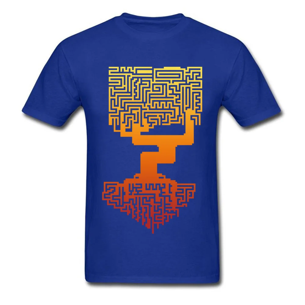 Tree Labyrinth Pure Cotton Summer Tops Shirts Fashion Short Sleeve Men Tshirts Design Summer Fall Tops Shirt Crew Neck Tree Labyrinth blue