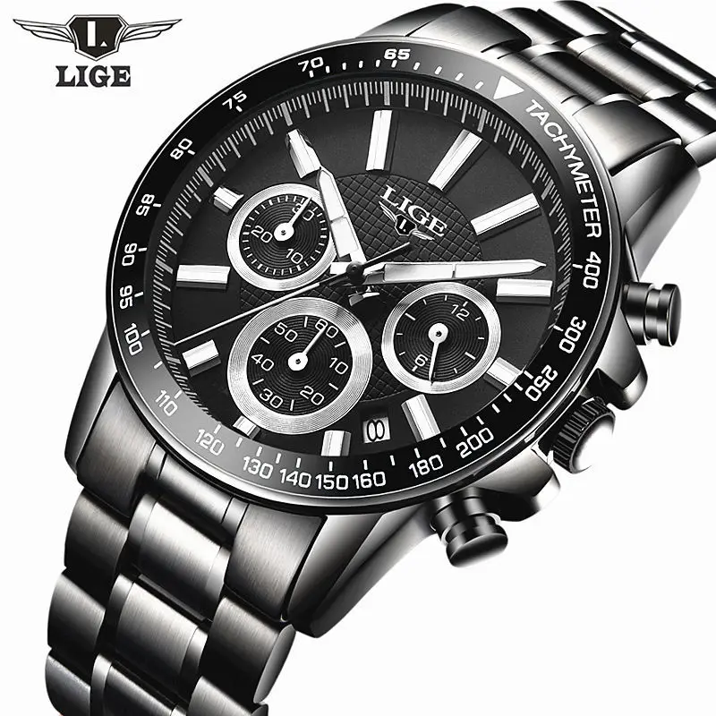 Фото Reloj Hombre 2017 Топ люксовый бренд LIGE модные хронограф спортивные мужские часы Военная