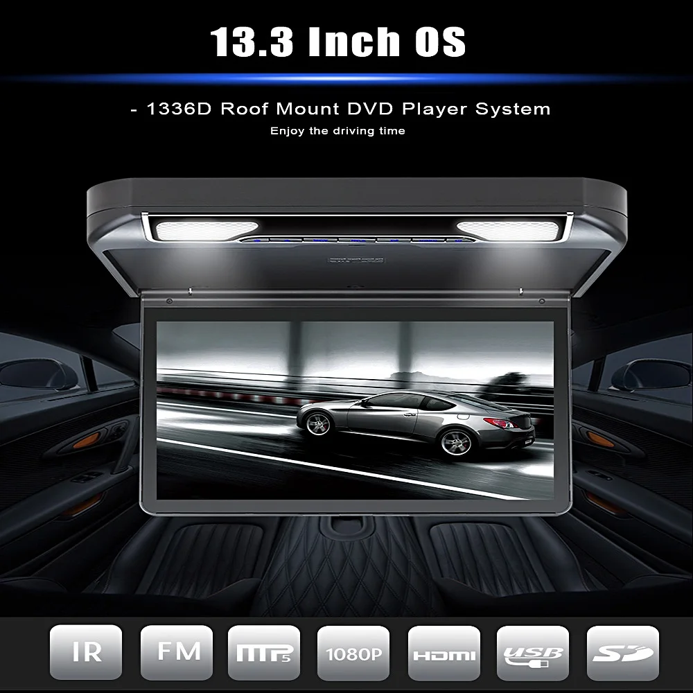 ZEEPIN 13.3 Inch Roof Mount Car DVD Player System Built-in dome LED lights USB IR FM Transmitter 1080P Car DVD Player MP3 MP4
ZEEPIN 13.3 Inch Roof Mount Car DVD Player System Built-in dome LED lights USB IR FM Transmitter 1080P Car DVD Player MP3 MP4