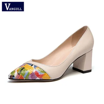 Vangull New Genuine Leather High Heels Women Pumps Mix Color Pointed Party Shoe Ladies Elegant Spring Thick High Heel Shoes 2019
Vangull New Genuine Leather High Heels Women Pumps Mix Color Pointed Party Shoe Ladies Elegant Spring Thick High Heel Shoes 2019